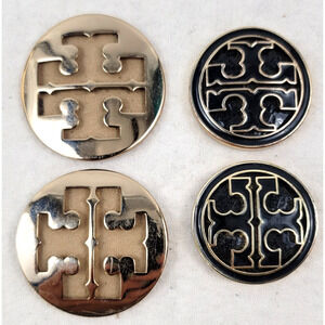 Tory Burch Gold Metal Logos Medallions Buttons Set of 4 Shoes Bag Upcycle Repair
